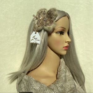 Handmade Real Mink Fur Brooch Hair Clip